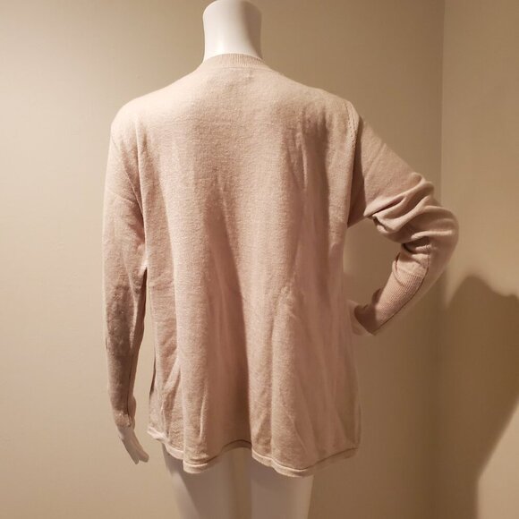 Tibi Jeweled Neck Cashmere Blend Sweater Tan L - Picture 6 of 6